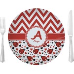 Ladybugs & Chevron 10" Glass Lunch / Dinner Plates - Single or Set (Personalized)