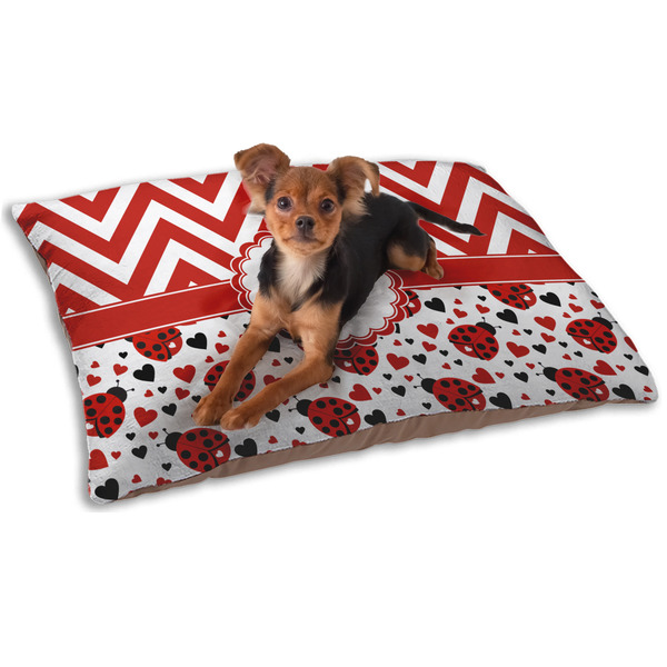 Custom Ladybugs & Chevron Dog Bed - Small w/ Name and Initial
