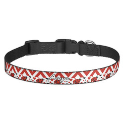 Ladybugs & Chevron Dog Collar - Medium (Personalized)