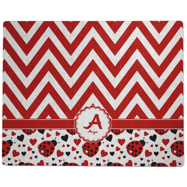 Ladybugs & Chevron Dog Food Mat - Large without Bowls