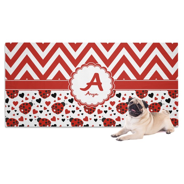Custom Ladybugs & Chevron Dog Towel (Personalized)