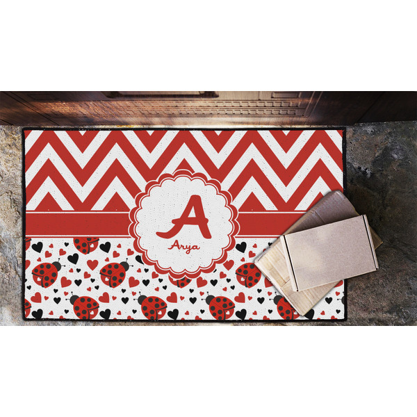 Ladybugs & Chevron Door Mat - LIFESTYLE (Lrg)