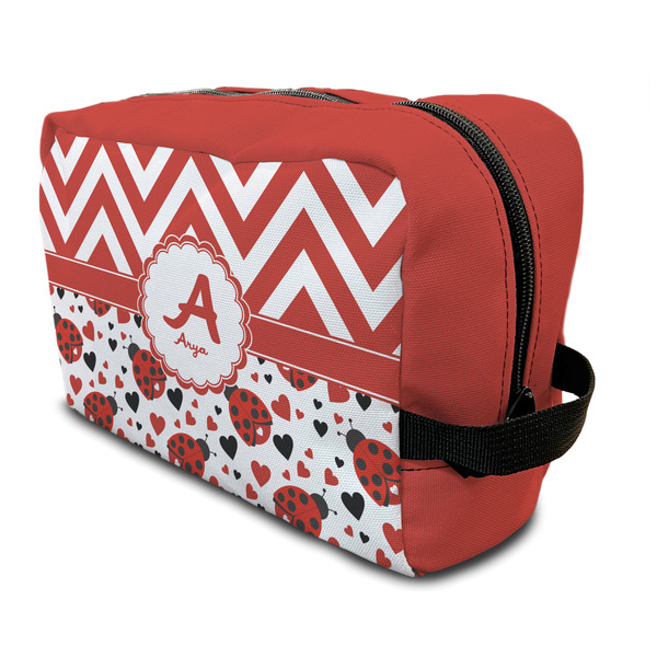 Custom Ladybugs & Chevron Toiletry Bag / Dopp Kit (Personalized)