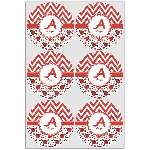 Ladybugs & Chevron Drink Topper - Large - Set of 6