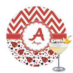 Ladybugs & Chevron Printed Drink Topper - 3.25" (Personalized)