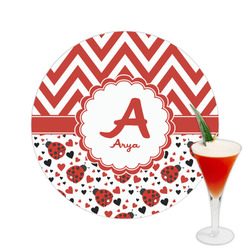 Ladybugs & Chevron Printed Drink Topper -  2.5" (Personalized)