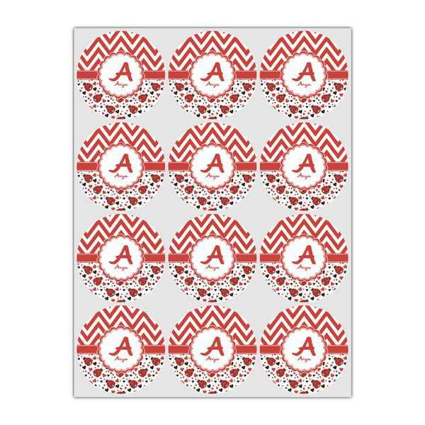 Ladybugs & Chevron Drink Topper - Small - Set of 12