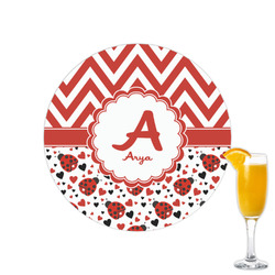 Ladybugs & Chevron Printed Drink Topper - 2.15" (Personalized)
