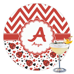 Ladybugs & Chevron Printed Drink Topper - 3.5" (Personalized)