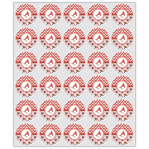 Ladybugs & Chevron Drink Topper - XSmall - Set of 30