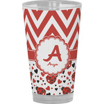 Ladybugs & Chevron Pint Glass - Full Color (Personalized)