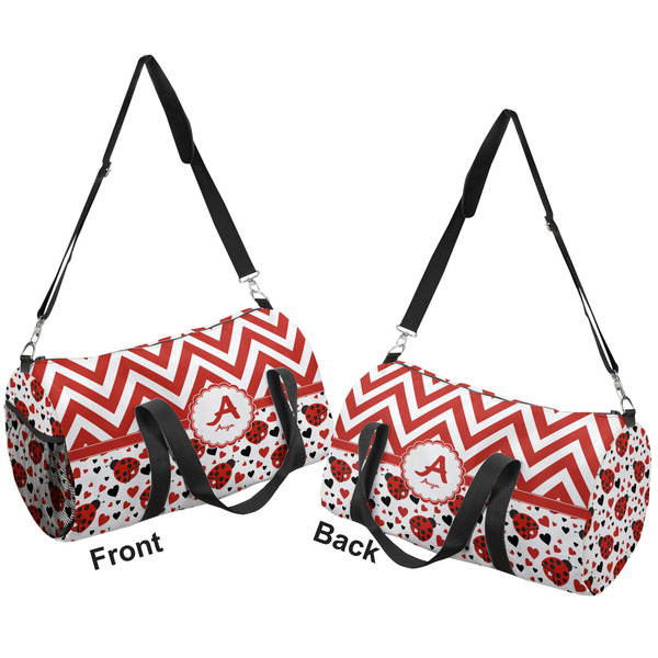 Ladybugs & Chevron Duffle bag small front and back sides
