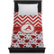 Ladybugs & Chevron Duvet Cover - Twin - On Bed - No Prop