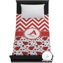 Ladybugs & Chevron Duvet Cover - Twin (Personalized)