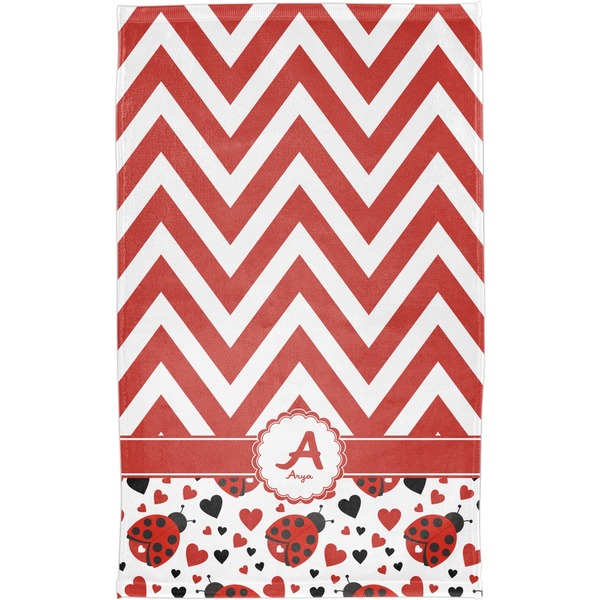 Ladybugs & Chevron Finger Tip Towel - Full View