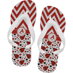 Ladybugs & Chevron Flip Flops - XSmall (Personalized)