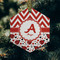 Ladybugs & Chevron Frosted Glass Ornament - Hexagon (Lifestyle)