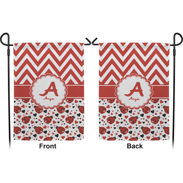 Ladybugs & Chevron Garden Flag - Double Sided Front and Back