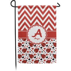 Ladybugs & Chevron Small Garden Flag - Double Sided w/ Name and Initial