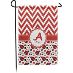 Ladybugs & Chevron Small Garden Flag - Single Sided w/ Name and Initial