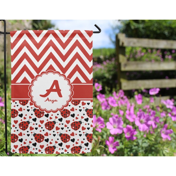 Ladybugs & Chevron Garden Flag - Outside In Flowers