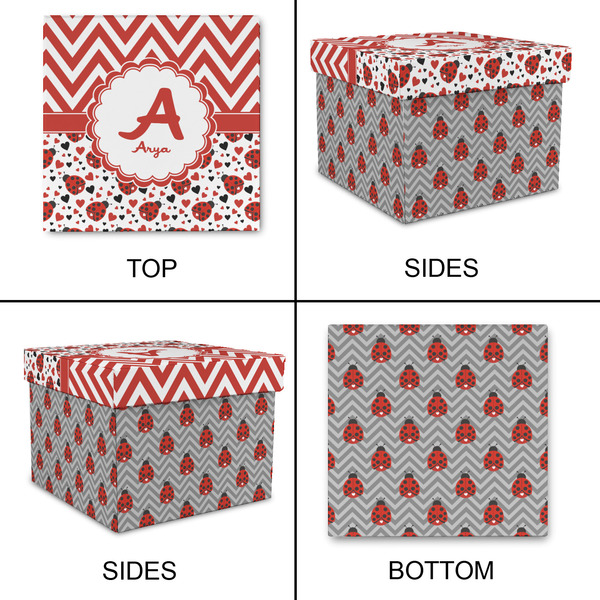 Ladybugs & Chevron Gift Boxes with Lid - Canvas Wrapped - Large - Approval