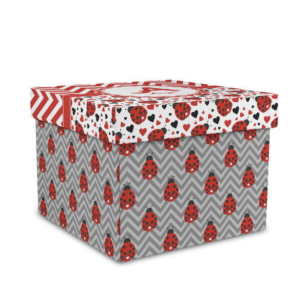 Custom Ladybugs & Chevron Gift Box with Lid - Canvas Wrapped - Medium (Personalized)