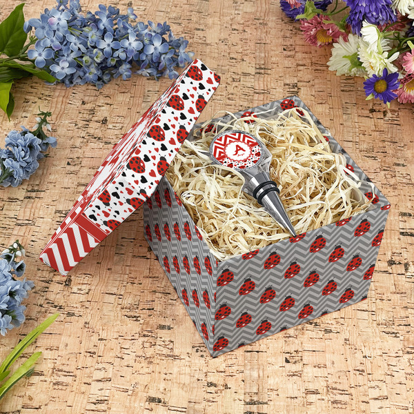 Ladybugs & Chevron Gift Boxes with Lid - Canvas Wrapped - Medium - In Context