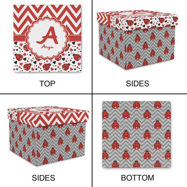 Ladybugs & Chevron Gift Boxes with Lid - Canvas Wrapped - Small - Approval
