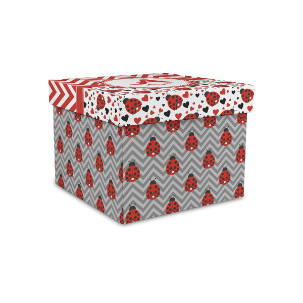 Custom Ladybugs & Chevron Gift Box with Lid - Canvas Wrapped - Small (Personalized)