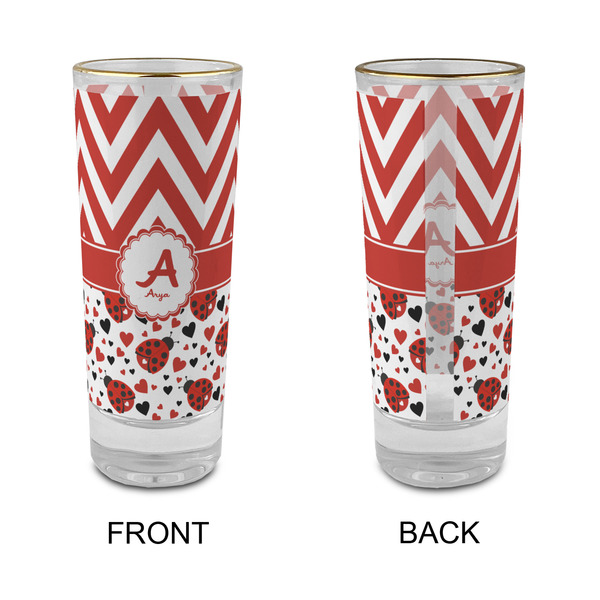 Ladybugs & Chevron Glass Shot Glass - 2 oz - Single - APPROVAL