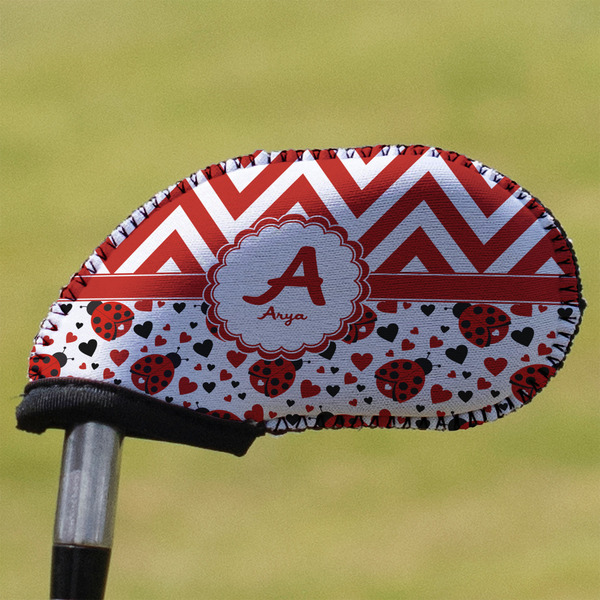 Custom Ladybugs & Chevron Golf Club Iron Cover (Personalized)