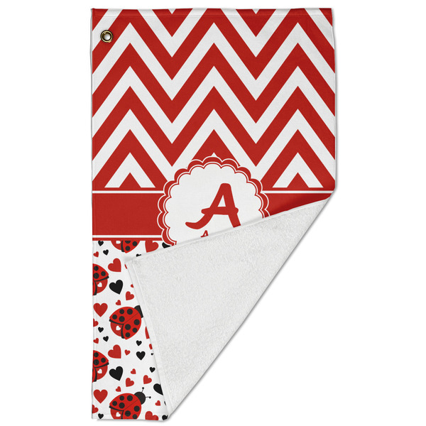 Ladybugs & Chevron Golf Towel - Folded (Large)
