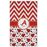 Ladybugs & Chevron Golf Towel - Poly-Cotton Blend w/ Name and Initial