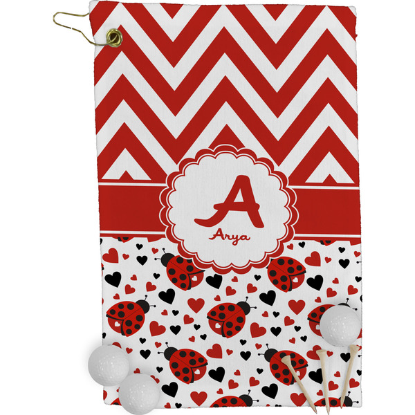 Ladybugs & Chevron Golf Towel (Personalized)
