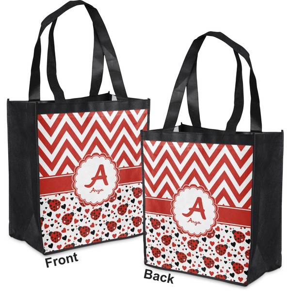 Ladybugs & Chevron Grocery Bag - Apvl