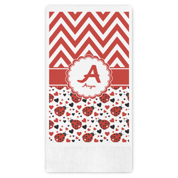 Ladybugs & Chevron Guest Napkins - Full Color - Embossed Edge (Personalized)