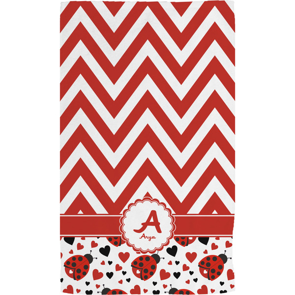 Ladybugs & Chevron Hand Towel (Personalized)