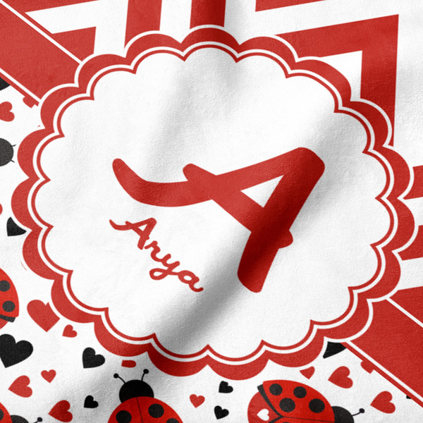 Ladybugs & Chevron Hooded Baby Towel- Detail Close Up