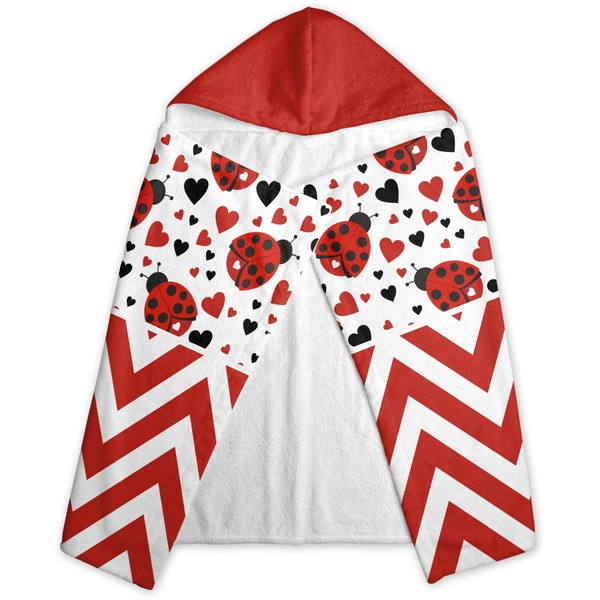 Ladybugs & Chevron Hooded Towel - Folded