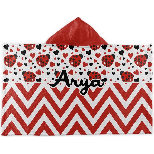 Custom Ladybugs & Chevron Kids Hooded Towel (Personalized)