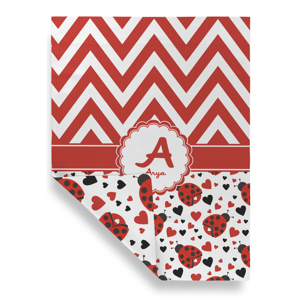 Ladybugs & Chevron House Flags - Double Sided - FRONT FOLDED