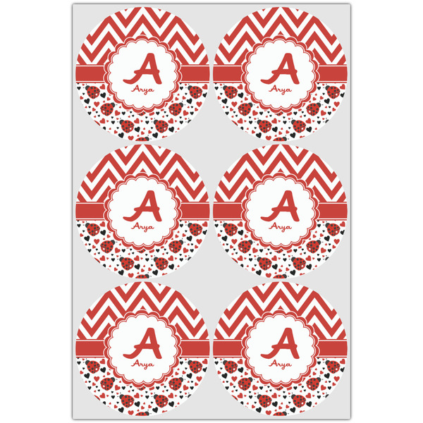 Ladybugs & Chevron Icing Circle - Large - Set of 6