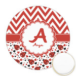 Ladybugs & Chevron Printed Cookie Topper - Round (Personalized)