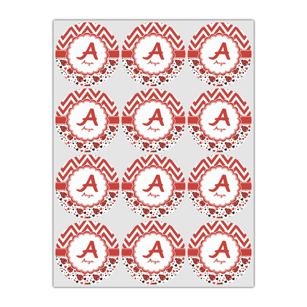 Ladybugs & Chevron Icing Circle - Small - Set of 12