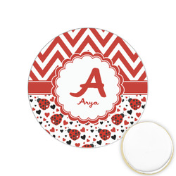 Ladybugs & Chevron Printed Cookie Topper - 1.25" (Personalized)