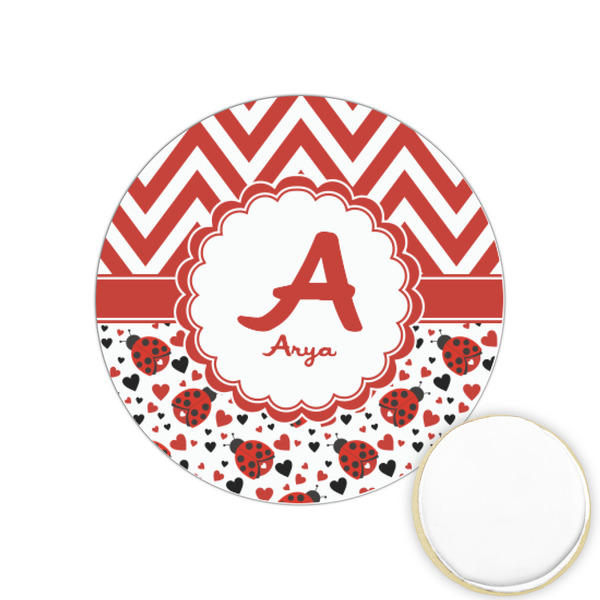 Custom Ladybugs & Chevron Printed Cookie Topper - 1.25" (Personalized)