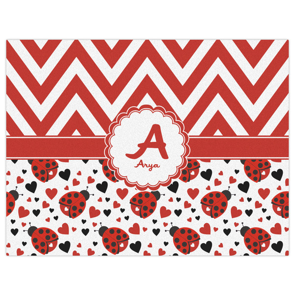Ladybugs & Chevron Indoor / Outdoor Rug - 6'x8' - Front Flat