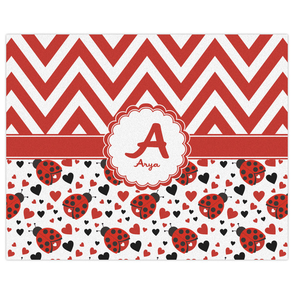 Ladybugs & Chevron Indoor / Outdoor Rug - 8'x10' - Front Flat