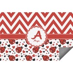 Ladybugs & Chevron Indoor / Outdoor Rug - 6'x8' w/ Name and Initial